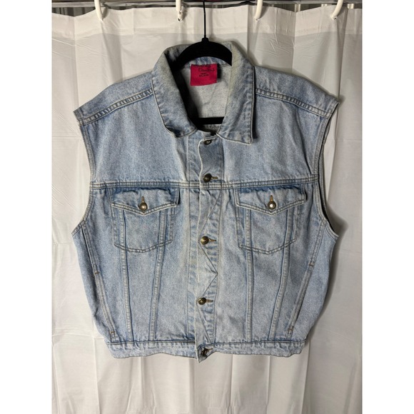 Vintage Carols Denims Light Wash Denim Vest Sleeveless Jacket 100% Cotton - Picture 1 of 7